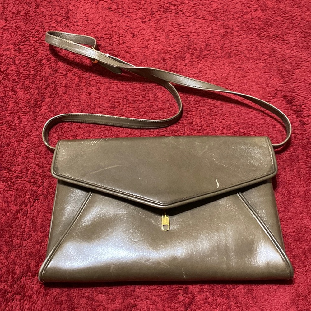 Leather designer evening bag
